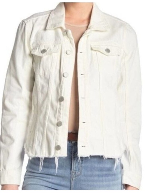 Blank NYC Jackets & Blazers - Blank NYC Frayed Hem White Denim Jean Jacket Small